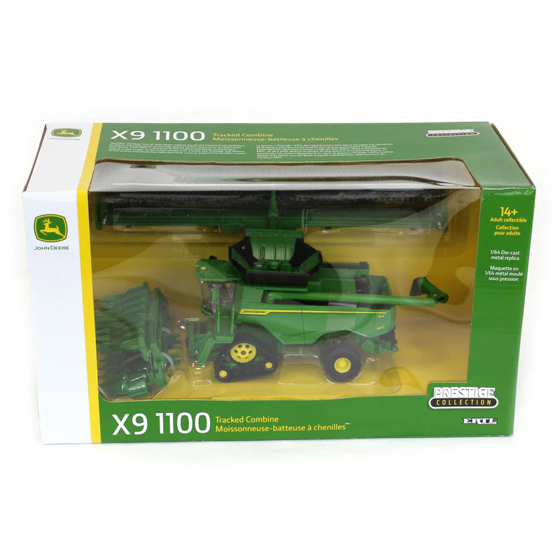 1/64 John Deere X9 1100 Combine with Front Tracks, Draper Head & Corn Head, ERTL Prestige Collection