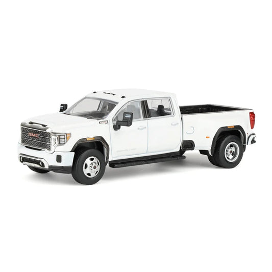 1/64 2022 GMC Sierra 3500 Denali Dually Pickup Truck, White Frost (2nd Edition) by GreenLight Collectibles