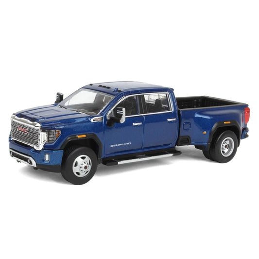 1/64 2022 GMC Sierra 3500 Denali Dually Pickup Truck, Pacific Blue (2nd Edition) by GreenLight Collectibles
