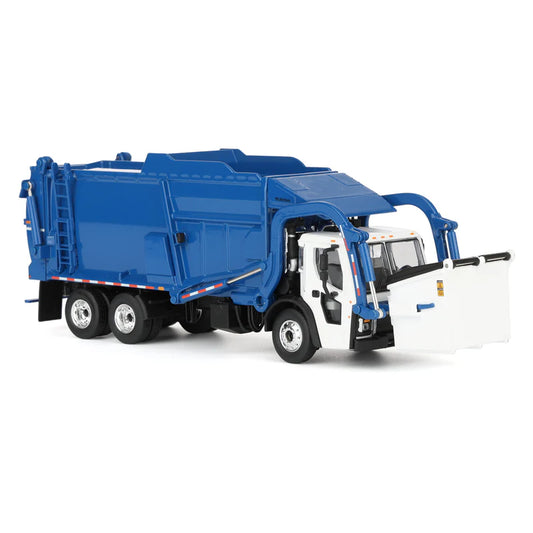 1/64 White/Blue Mack LR Truck with McNeilus Meridian FEL Refuse Body & Refuse Bin, DCP by First Gear