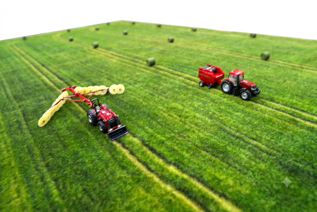 1:64 Scale Grass Field Play Mat – Toy Farm Rug for Tractors, Buildings & Equipment