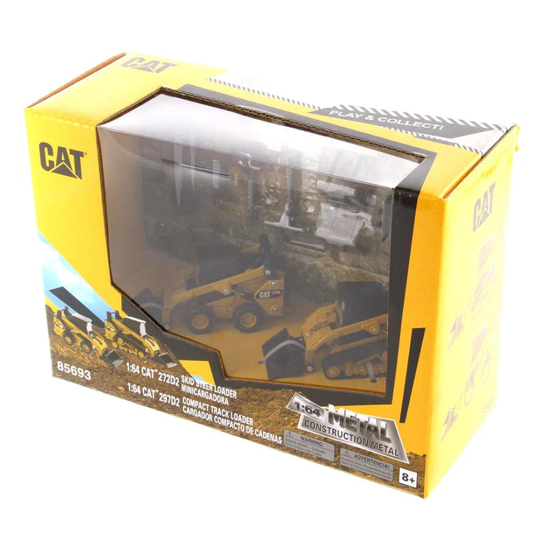 1/64 Caterpillar 272D2 Skid Steer Loader & 297D2 Compact Track Loader, Diecast Masters Play & Collect