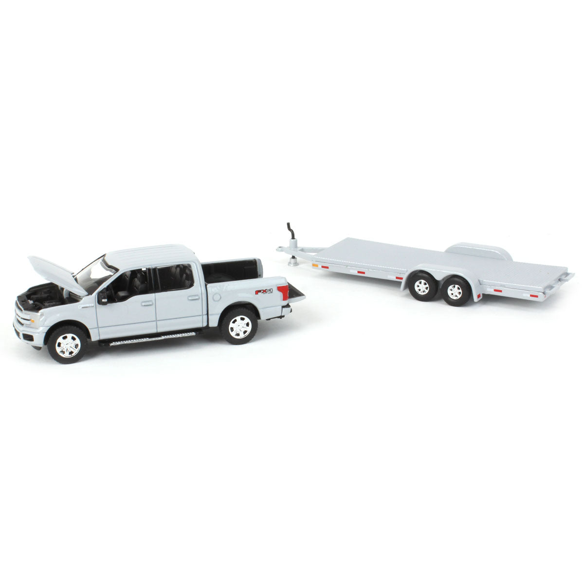 1/64 Stone Gray 2019 Ford F-150 with Trailer by Auto World, Limited Edition