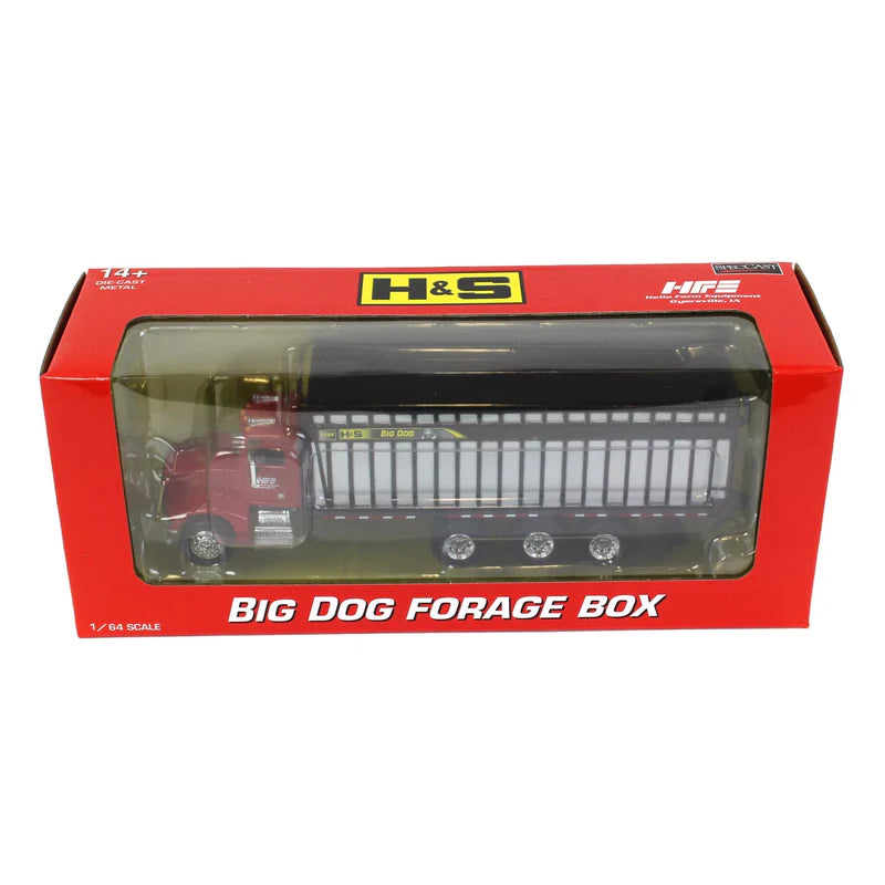 1/64 Red Peterbilt 385 Truck with H&S Big Dog 1226 Forage Box by SpecCast, Exclusive HFE Edition