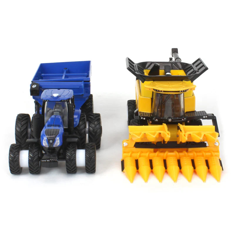 1/64 New Holland CR8.90 Combine, Tractor & J&M Grain Cart Farm Toy Set by ERTL