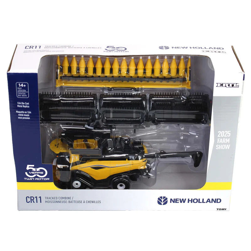 1/64 New Holland CR11 Tracked Combine with Corn Head & Draper Head by ERTL